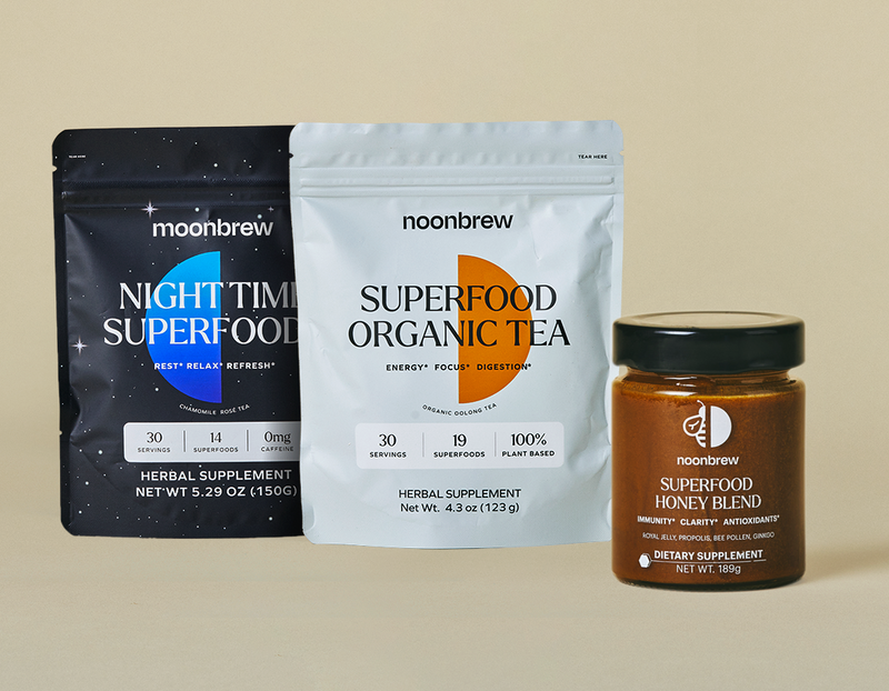 30 Servings NoonBrew + MoonBrew + SuperFood Honey