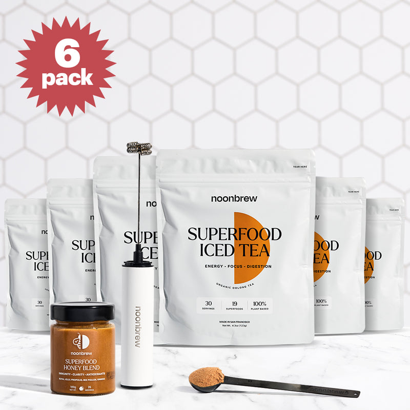 6 x 30 Servings NoonBrew + Frother + Superfood Honey + Travel Pack
